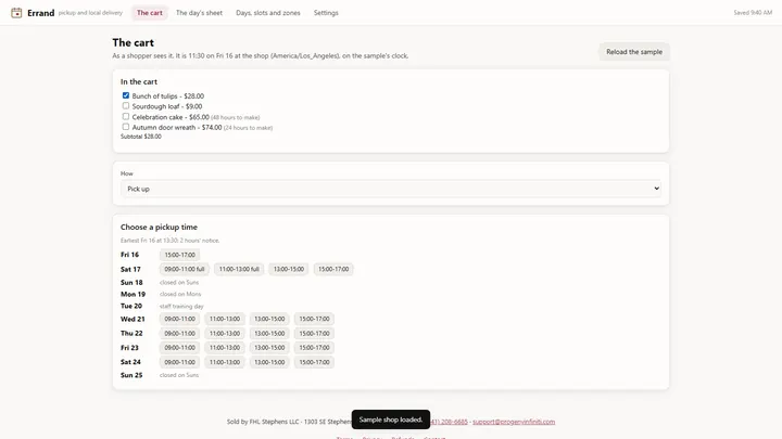 Errand - its main screen