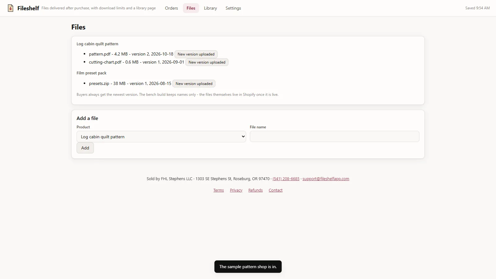 Fileshelf - screen 2