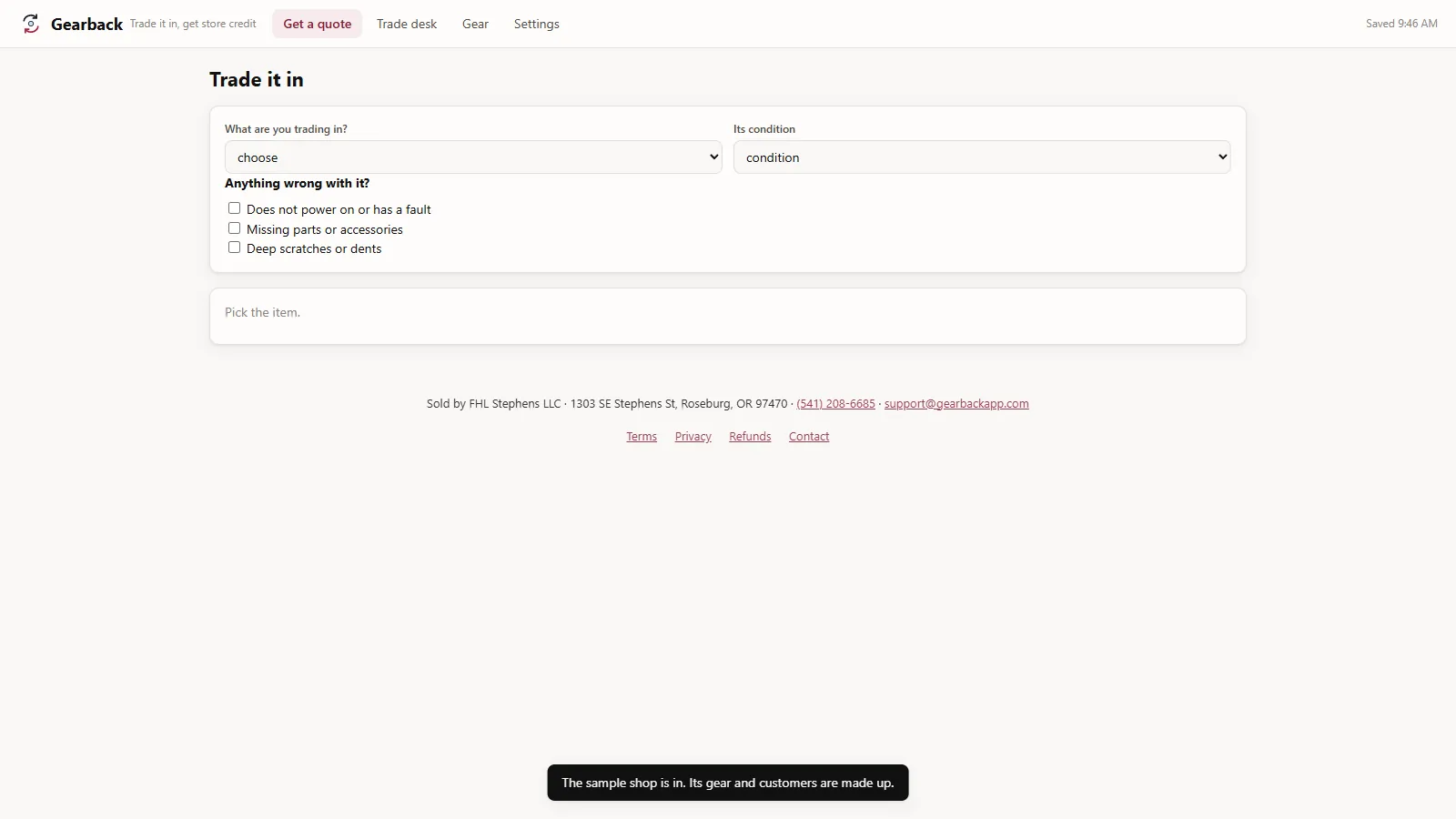 Gearback - screen 2
