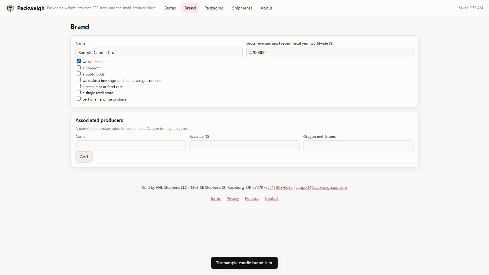 Packweigh - screen 2