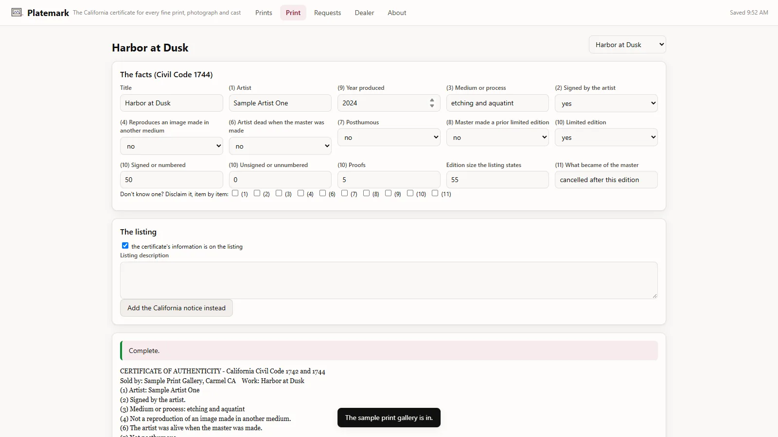 Platemark - screen 2