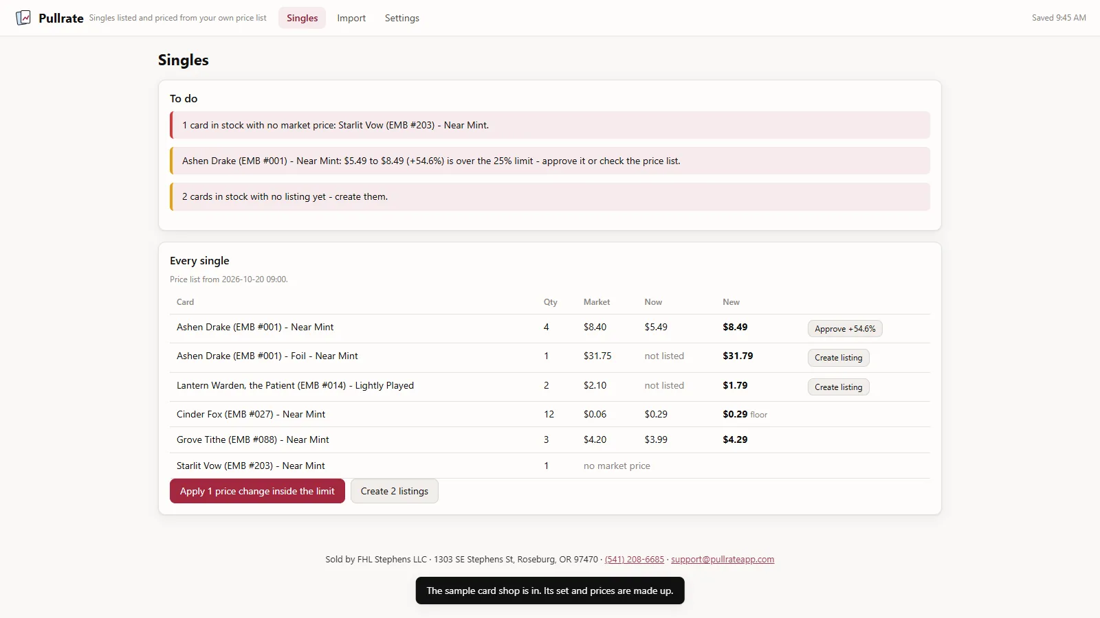 Pullrate - its main screen