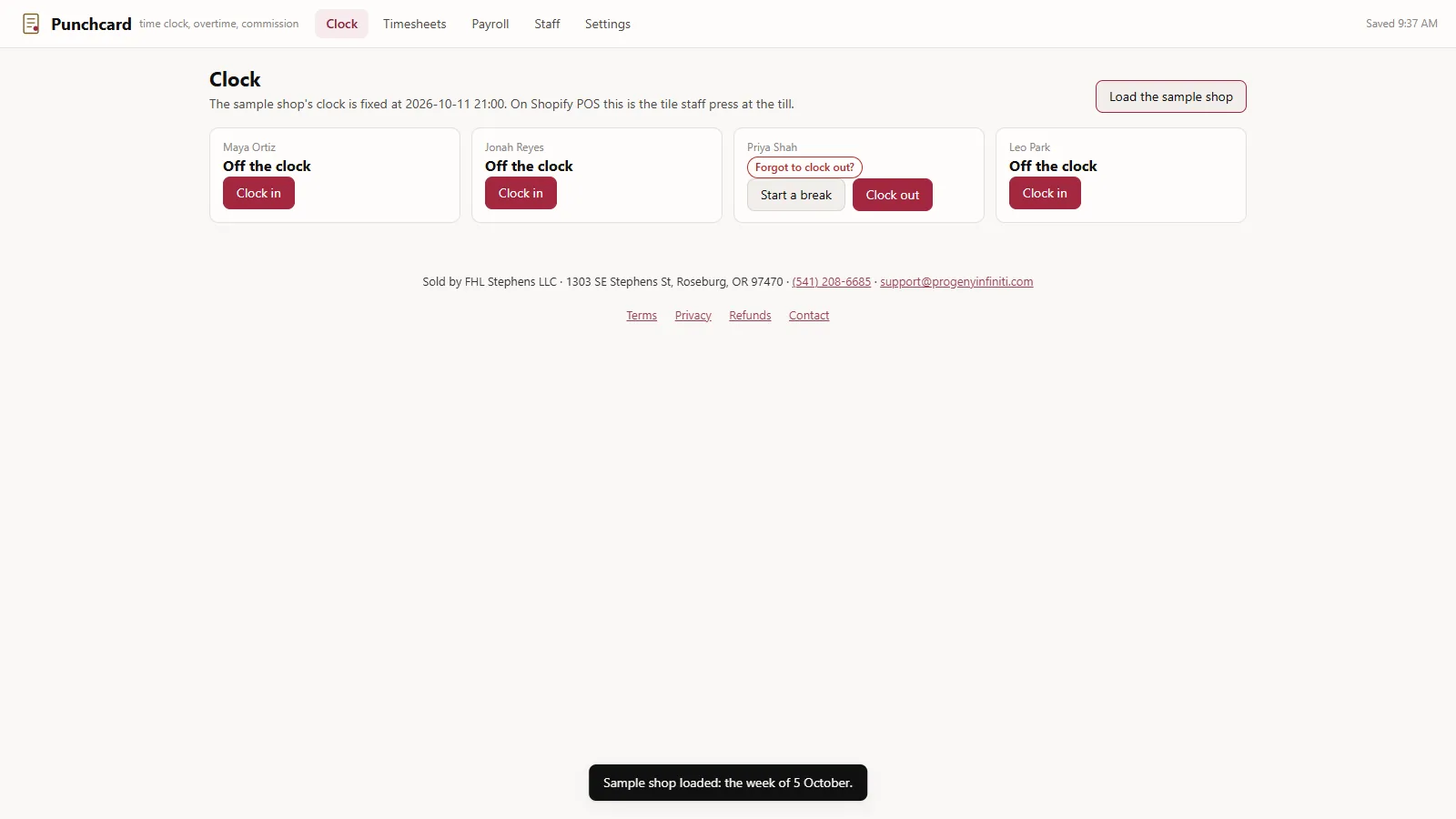 Punchcard - screen 2