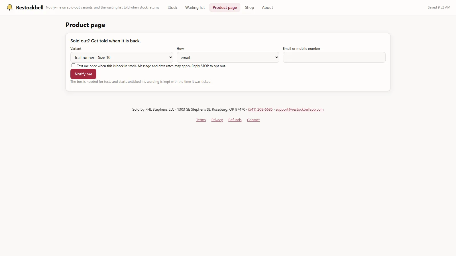 Restockbell - screen 3