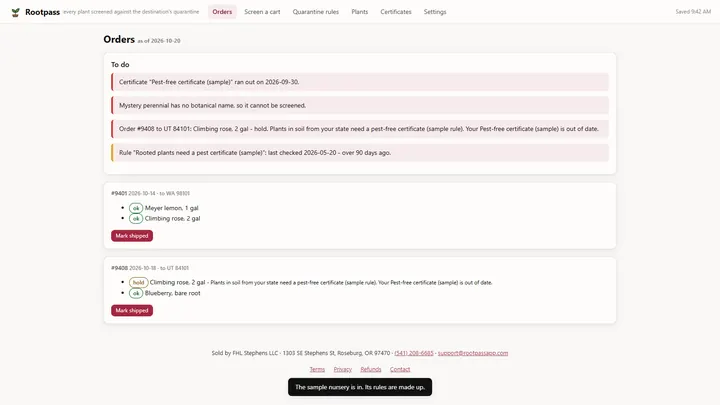 Rootpass, one of the state laws, fees & selling rules apps