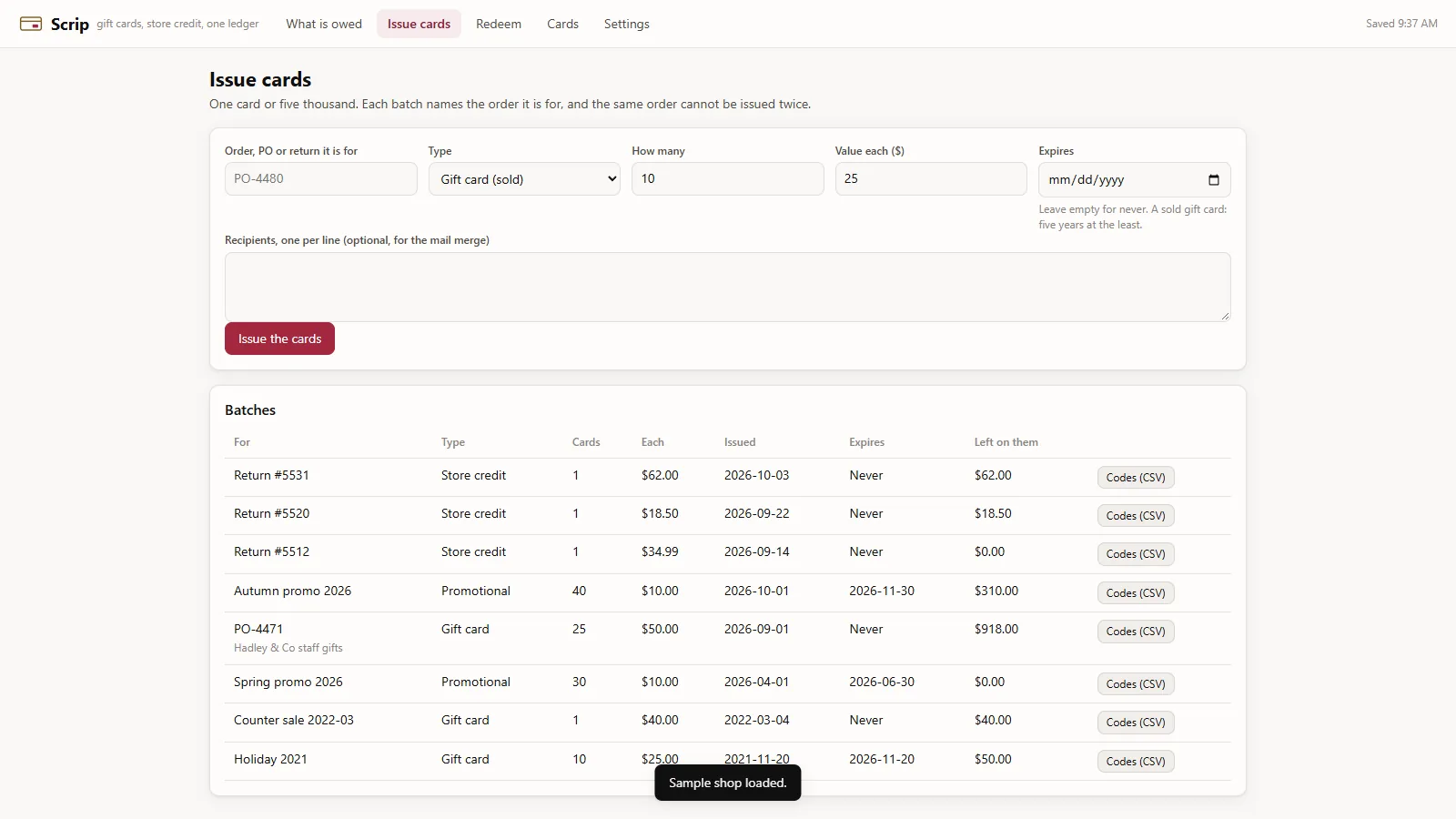 Scrip - screen 2