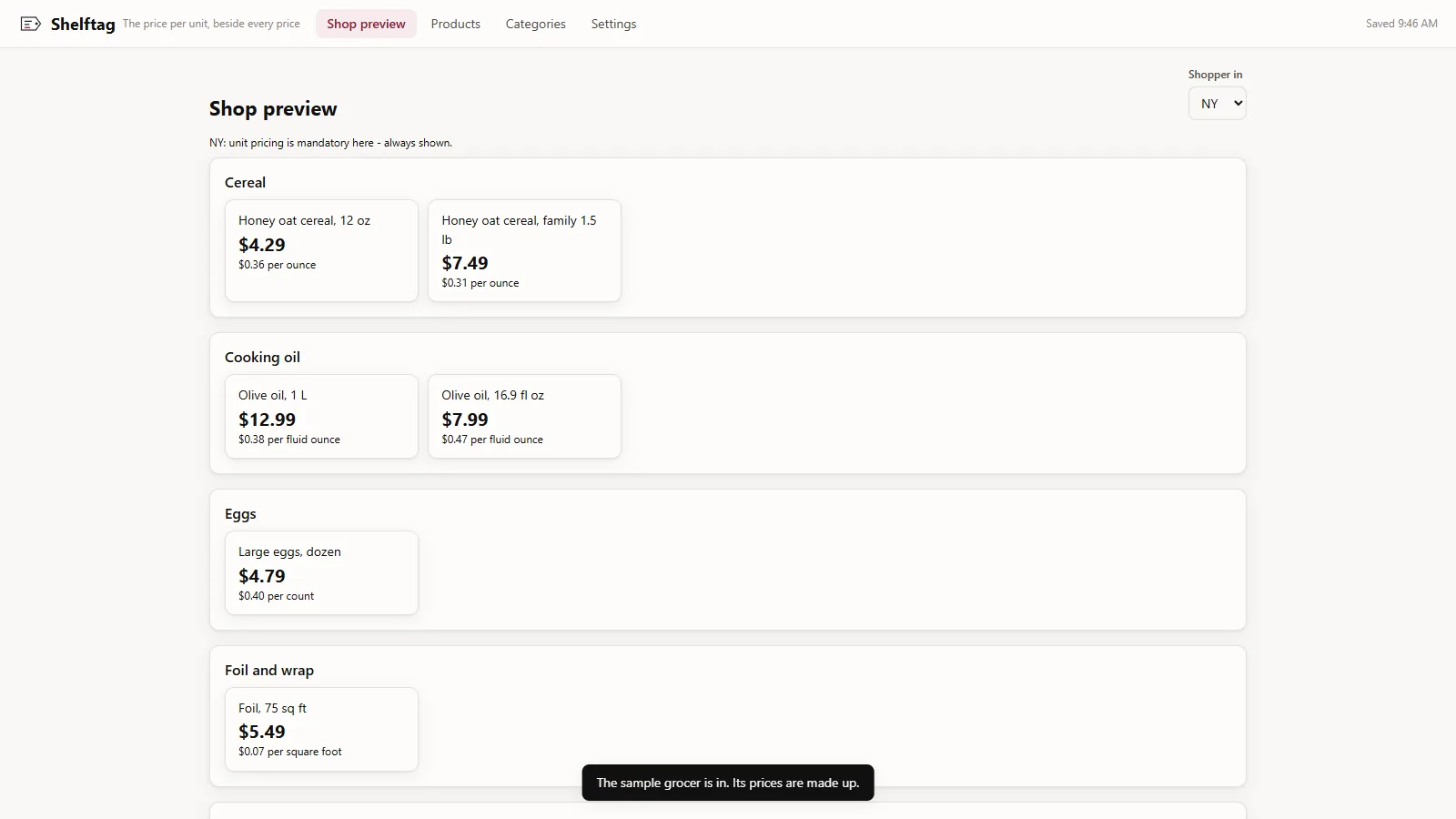 Shelftag - its main screen