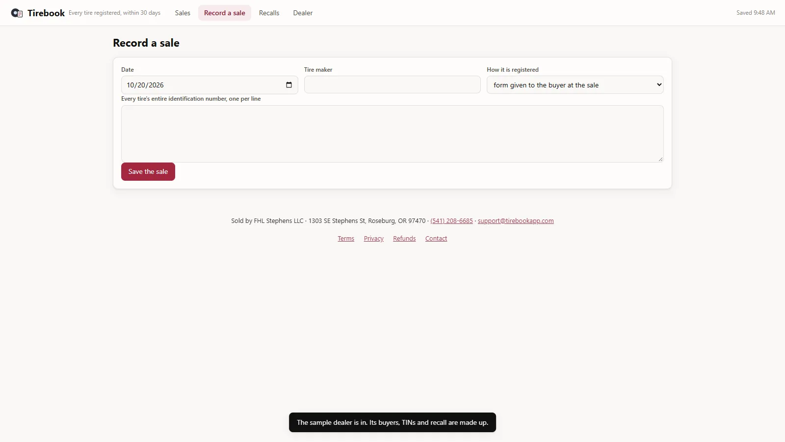 Tirebook - screen 2