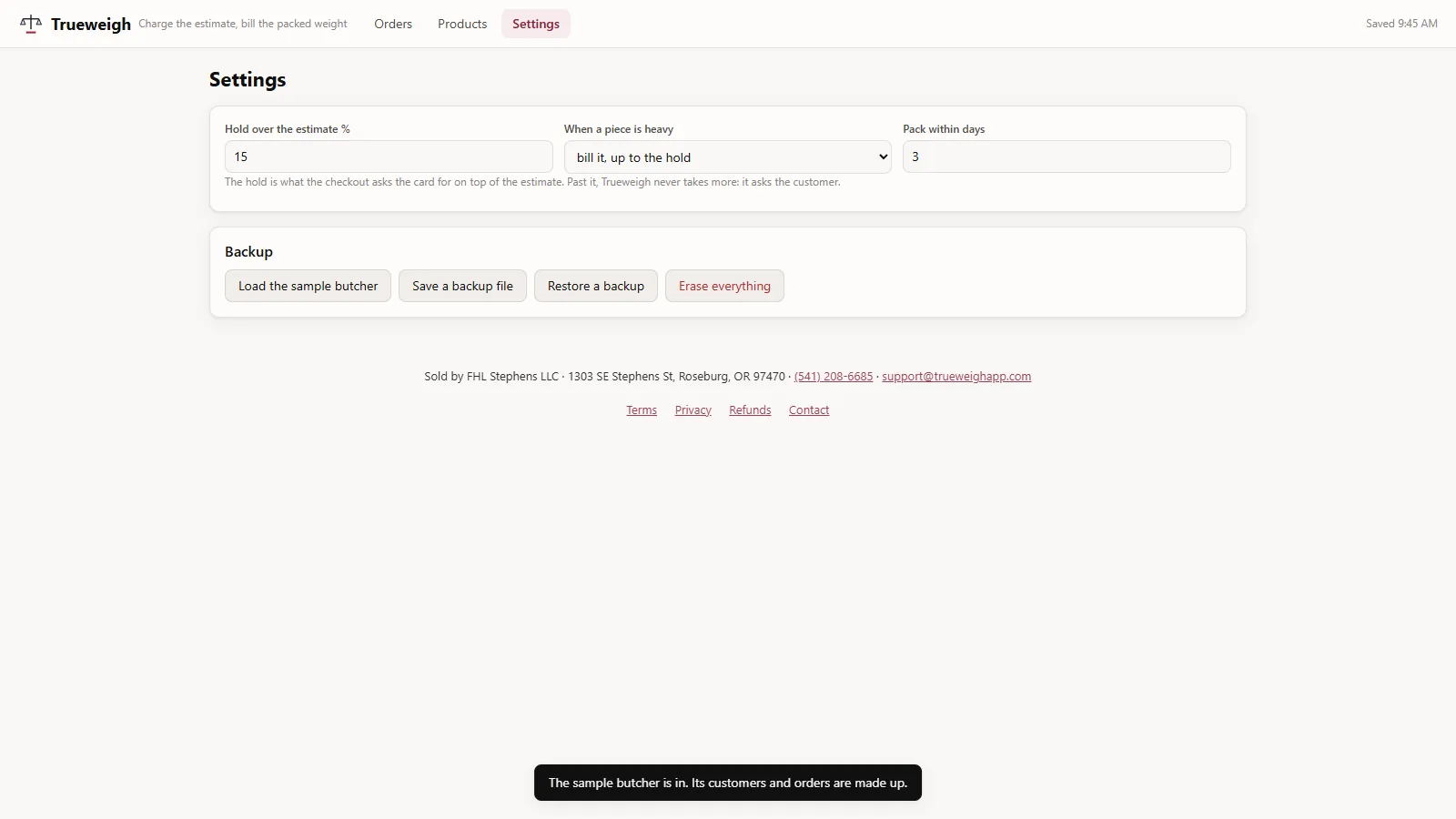 Trueweigh - screen 3