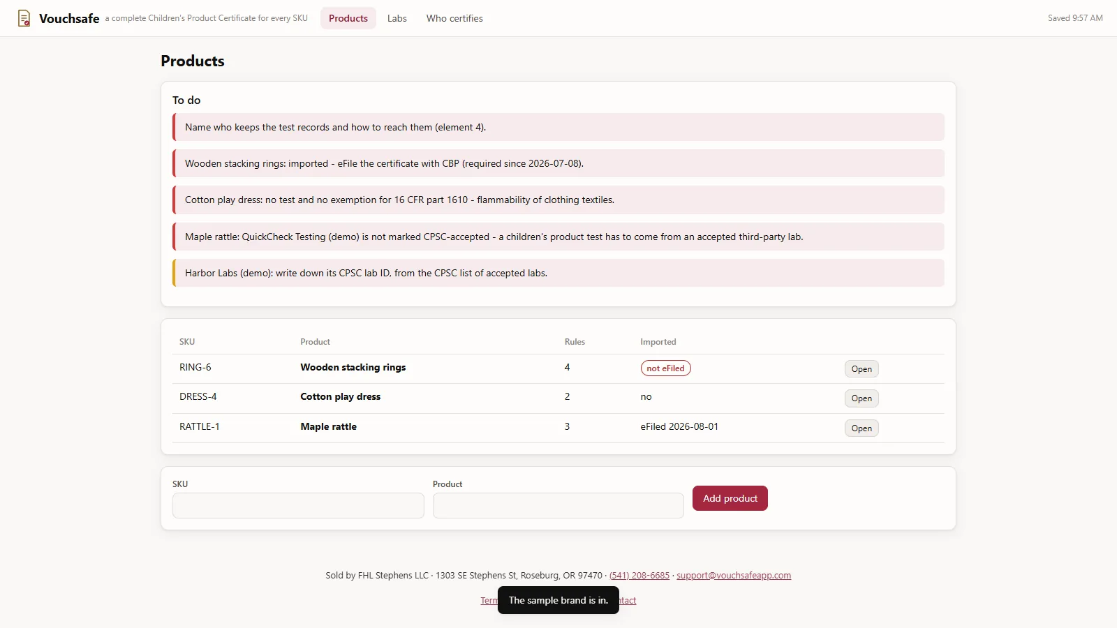 Vouchsafe - its main screen