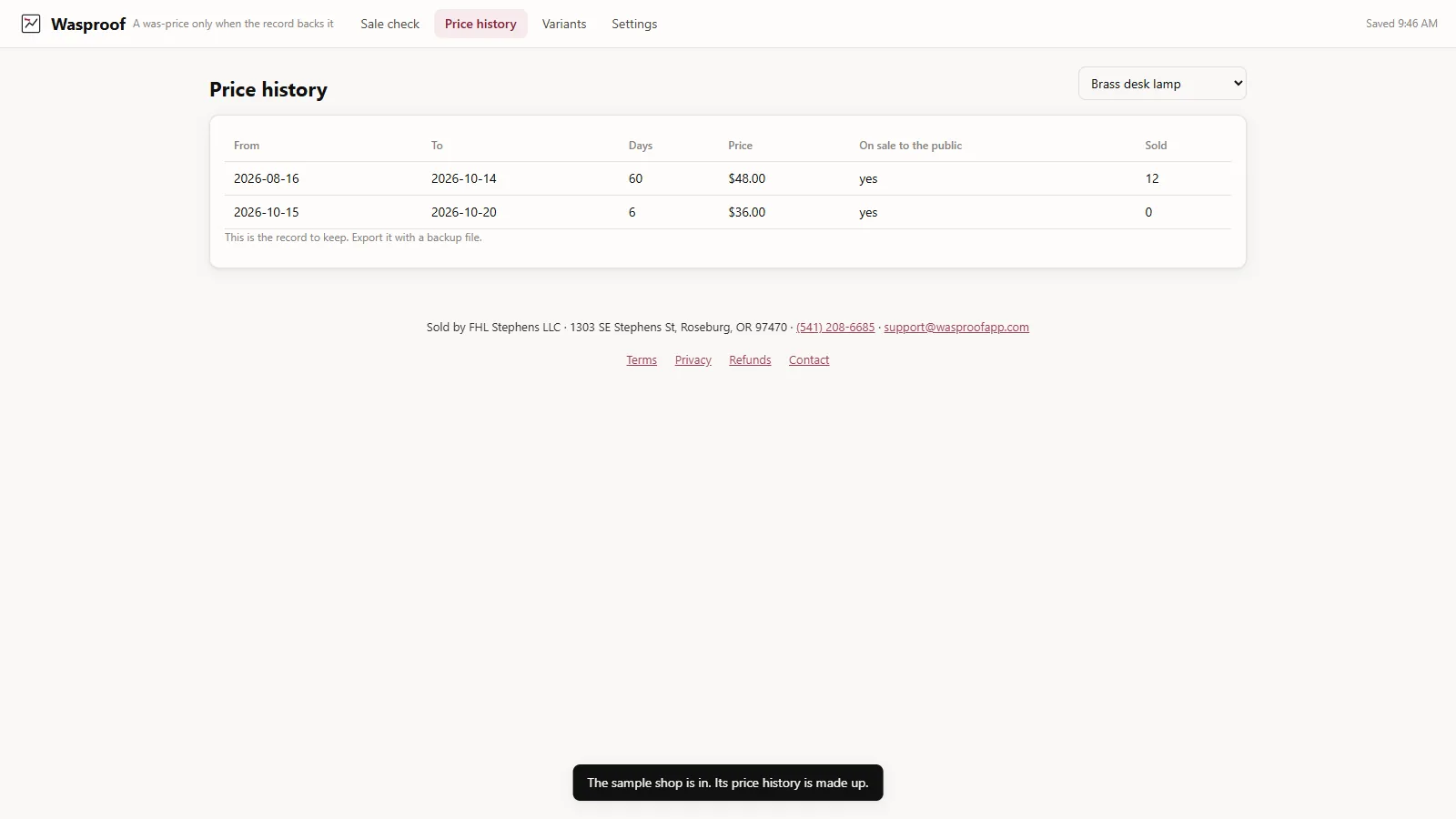 Wasproof - screen 2