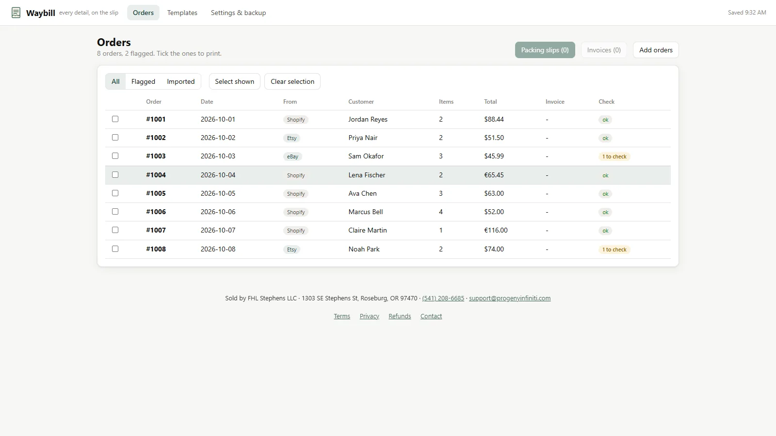 Waybill - its main screen