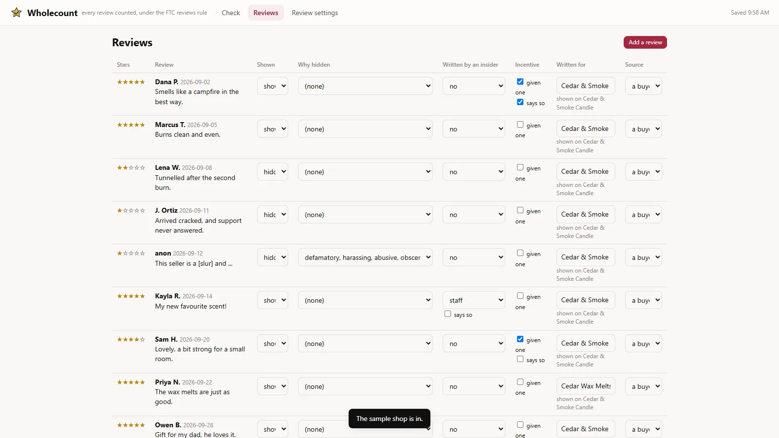 Wholecount - screen 2