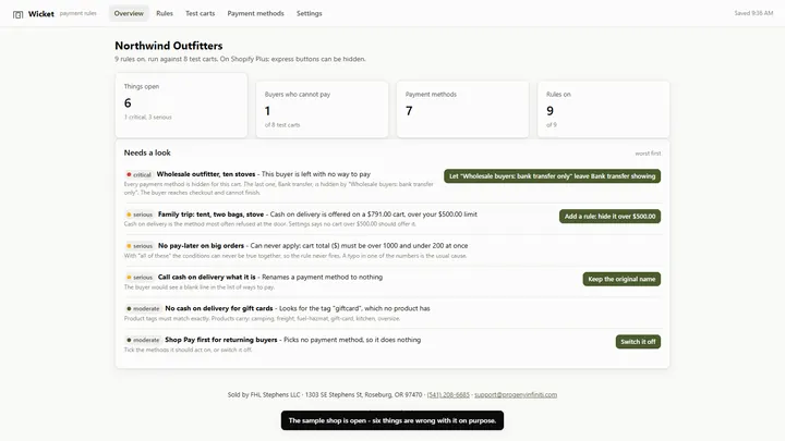 Wicket - its main screen